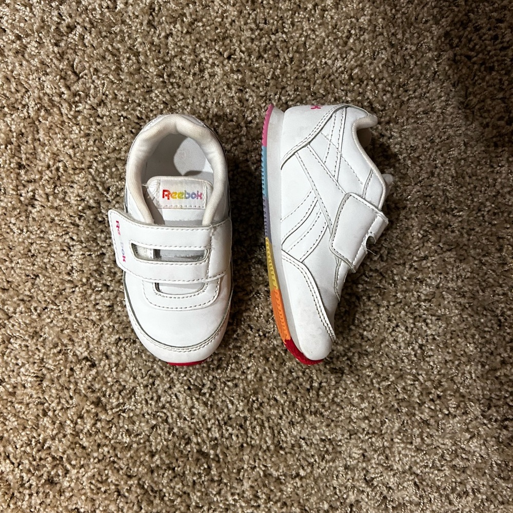 Reebok White and Rainbow Sneakers Classic Design